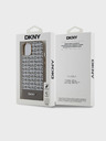 DKNY PU Leather Repeat Pattern Bottom Stripe MagSafe Back Cover for iPhone 15 Brown DKNY