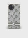 DKNY Rückseite aus PU-Leder mit Karomuster und Streifen für das iPhone 15 Beige DKNY