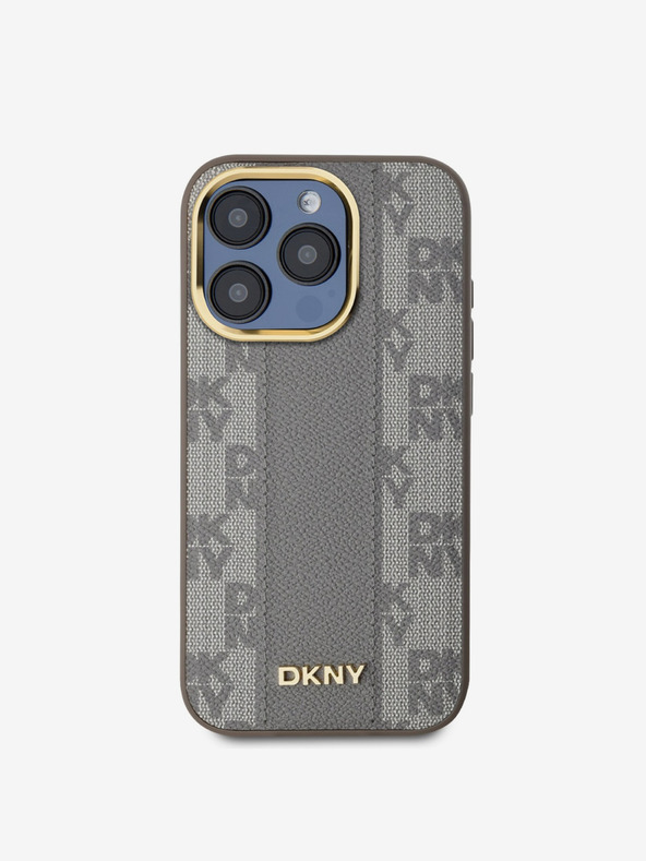DKNY PU Leder Karomuster Magsafe Schutzhülle für iPhone 15 Pro Max Beige DKNY