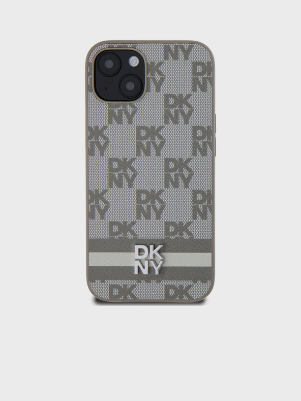 DKNY Rückseite aus PU-Leder mit Karomuster und Streifen für iPhone 13 Beige DKNY