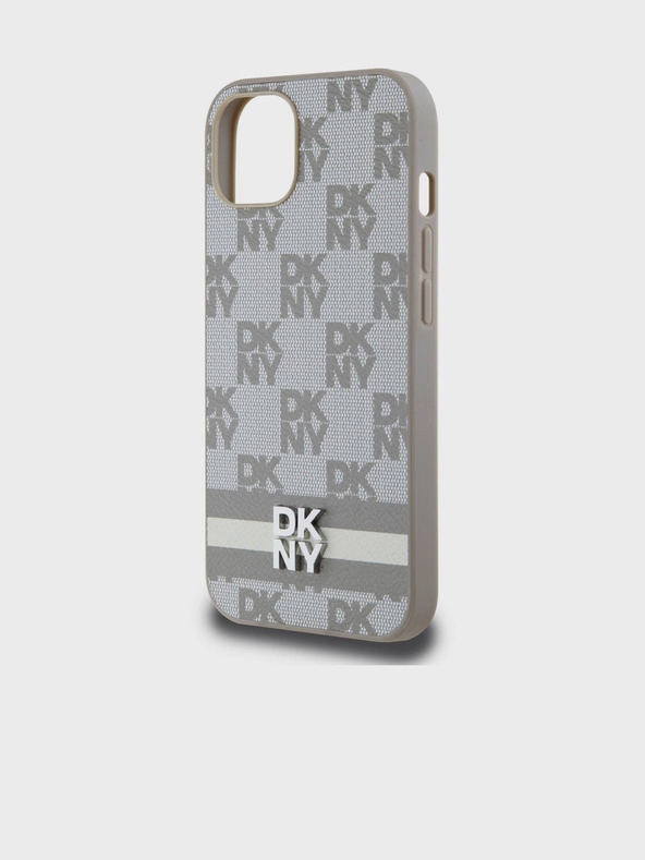DKNY Rückseite aus PU-Leder mit Karomuster und Streifen für iPhone 13 Beige DKNY