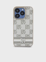 DKNY Rückseite aus PU-Leder mit Karomuster und Streifen für iPhone 15 Pro Beige DKNY
