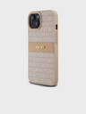 DKNY Rückseite für iPhone 15 Pink DKNY PU-Leder mit tonalem Streifenmuster (Rapport)