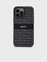DKNY PU Leder Repeat Pattern Tonal Stripe Back Cover für iPhone 14 Pro Schwarz DKNY