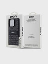 DKNY PU Leder Wiederholungsmuster Tonal Stripe Back Cover für iPhone 14 Pro Max Schwarz DKNY