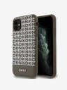 DKNY PU Leather Repeat Pattern Bottom Stripe MagSafe Back Cover for iPhone 11 Brown DKNY