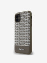 DKNY PU Leather Repeat Pattern Bottom Stripe MagSafe Back Cover for iPhone 11 Brown DKNY