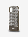 DKNY PU Leather Repeat Pattern Bottom Stripe MagSafe Back Cover for iPhone 11 Brown DKNY