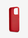 DKNY PU Leather Stack Logo Wrist Strap Back Cover für iPhone 15 Pro Max Rot DKNY