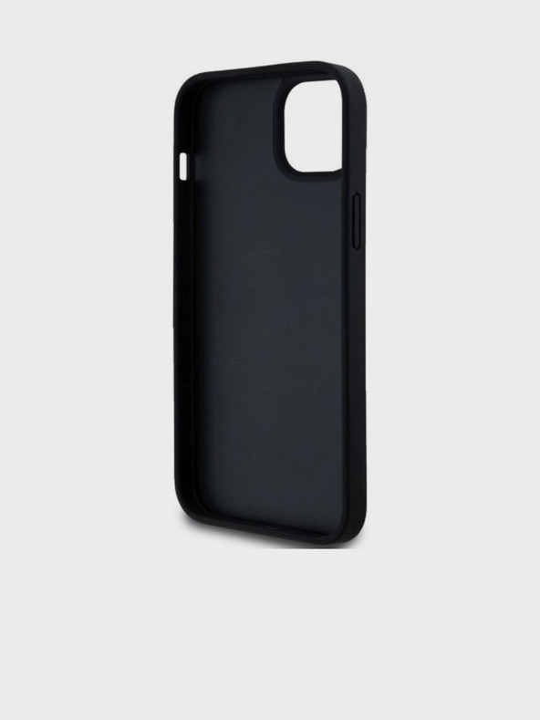 DKNY Rückseite mit tonalem Streifenmuster aus PU-Leder für das iPhone 15 Plus Schwarz DKNY