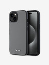 DKNY PU Leder Silber Metall Logo Magsafe Schutzhülle für iPhone 14 Grau DKNY