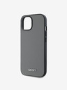 DKNY PU Leder Silber Metall Logo Magsafe Schutzhülle für iPhone 14 Grau DKNY