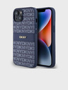 DKNY Rückseite für iPhone 14 Blau DKNY PU-Leder mit Tonalstreifen-Wiederholungsmuster