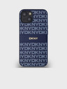 DKNY Rückseite für iPhone 14 Blau DKNY PU-Leder mit Tonalstreifen-Wiederholungsmuster