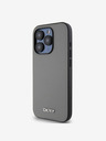DKNY PU Leder Silber Metall Logo Magsafe Schutzhülle für iPhone 14 Pro Max Grau DKNY