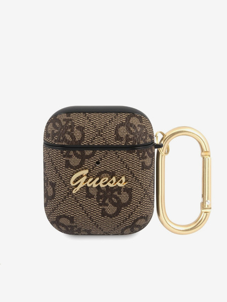 Guess Guess 4G Script PC/PU Tasche für Airpods 1/2 Braun