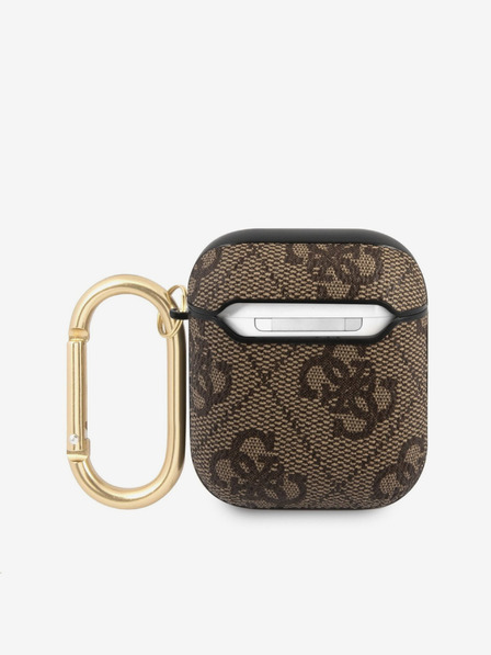 Guess Guess 4G Script PC/PU Tasche für Airpods 1/2 Braun