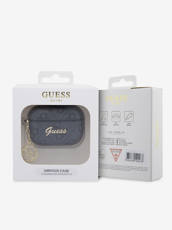 Guess Guess 4G Script PC/PU Charm Hülle für AirPods Pro 2 Schwarz