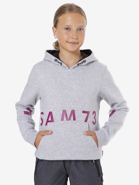 Sam 73 Hellgrauer bedruckter Kapuzenpullover für Mädchen SAM 73 Donna