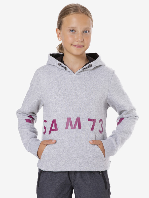Sam 73 Hellgrauer bedruckter Kapuzenpullover für Mädchen SAM 73 Donna