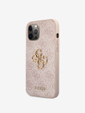 Guess PU 4G Metal Logo Rückseite Hülle für iPhone 12/12 Pro Rosa Handyhülle