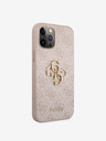 Guess PU 4G Metal Logo Rückseite Hülle für iPhone 12/12 Pro Rosa Handyhülle