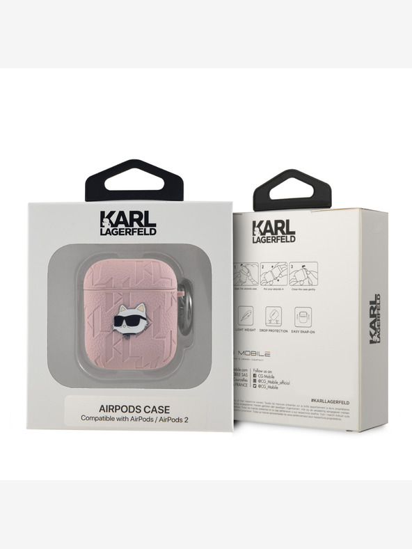 Karl Lagerfeld PU-geprägtes Choupette Head-Etui für AirPods 1/2 Rosa Karl Lagerfeld