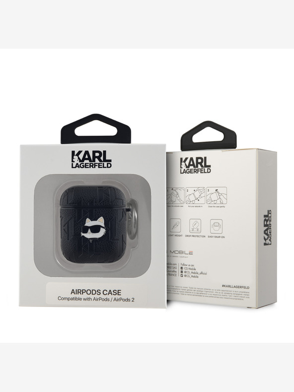 Karl Lagerfeld Karl Lagerfeld PU geprägte Choupette-Köpfe Hülle für AirPods 1/2 Schwarz