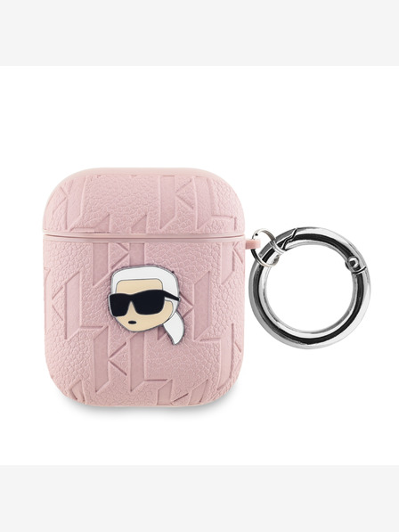Karl Lagerfeld PU-geprägtes Karl Head Case für AirPods 1/2 Rosa Karl Lagerfeld