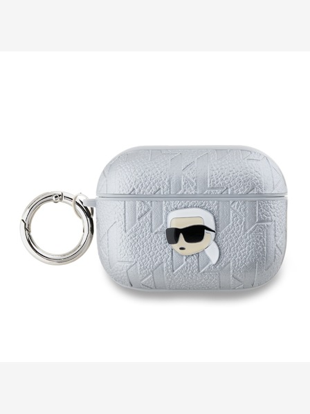 Karl Lagerfeld Karl Lagerfeld PU geprägte Karl Head Hülle für AirPods Pro 2 Silber