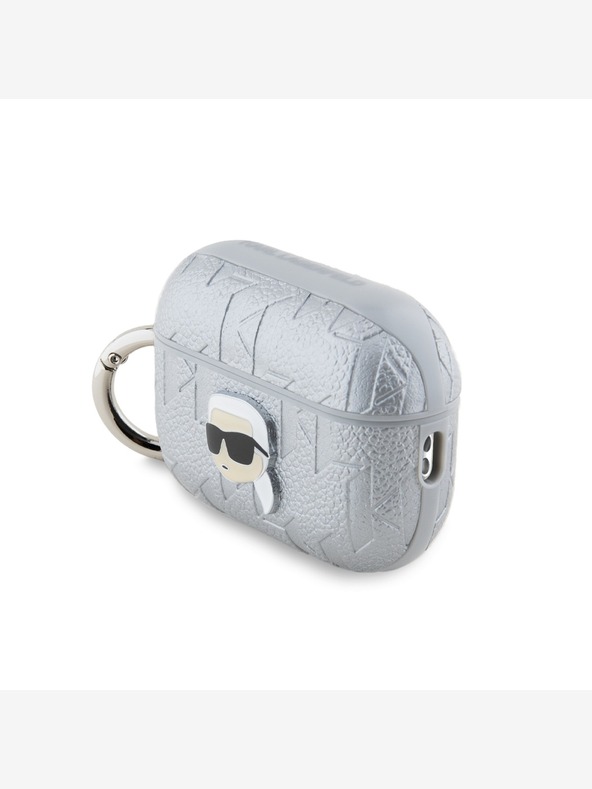 Karl Lagerfeld Karl Lagerfeld PU geprägte Karl Head Hülle für AirPods Pro 2 Silber