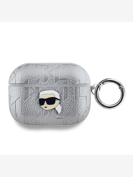 Karl Lagerfeld Karl Lagerfeld PU-geprägtes Karl Head Etui für AirPods Pro Silber