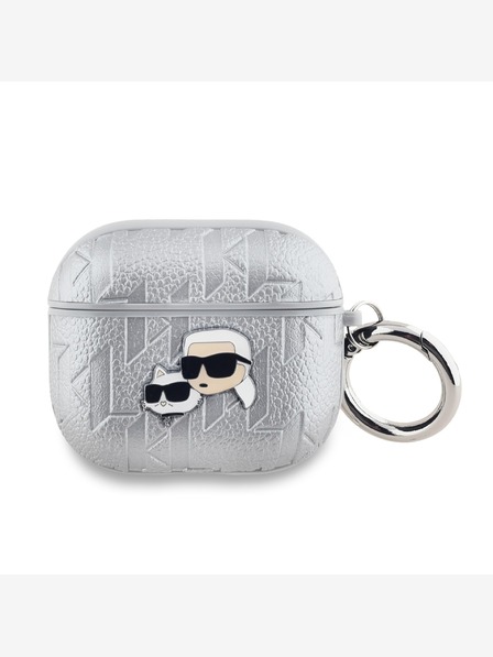 Karl Lagerfeld PU geprägte Karl und Choupette Köpfe Etui für AirPods 3 Silber Karl Lagerfeld