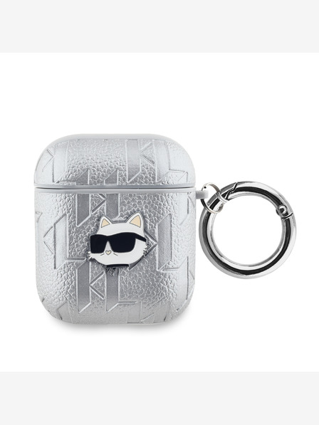 Karl Lagerfeld Karl Lagerfeld PU geprägter Choupette Kopf Hülle für AirPods 1/2 Silber