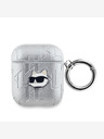 Karl Lagerfeld Karl Lagerfeld PU geprägter Choupette Kopf Hülle für AirPods 1/2 Silber