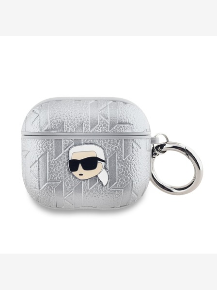 Karl Lagerfeld PU-geprägte Karl-Kopf-Hülle für AirPods 3 Silber Karl Lagerfeld