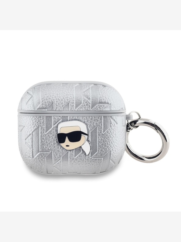 Karl Lagerfeld PU-geprägte Karl-Kopf-Hülle für AirPods 3 Silber Karl Lagerfeld