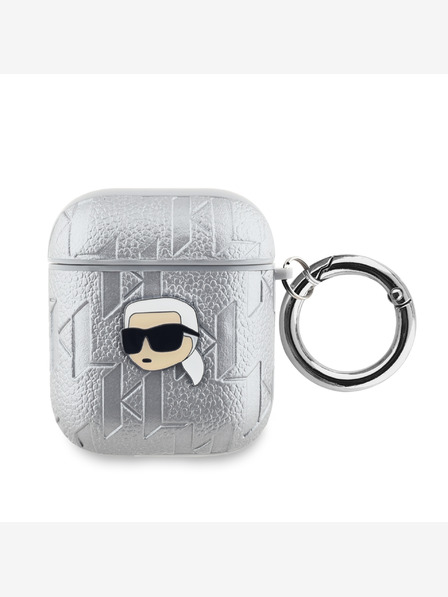 Karl Lagerfeld Karl Lagerfeld PU geprägte Karl Head Hülle für AirPods 1/2 Silber