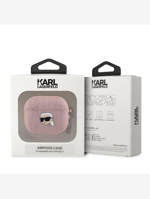 Karl Lagerfeld PU-Etui mit geprägtem Karl-Kopf für AirPods 3 Rosa Karl Lagerfeld