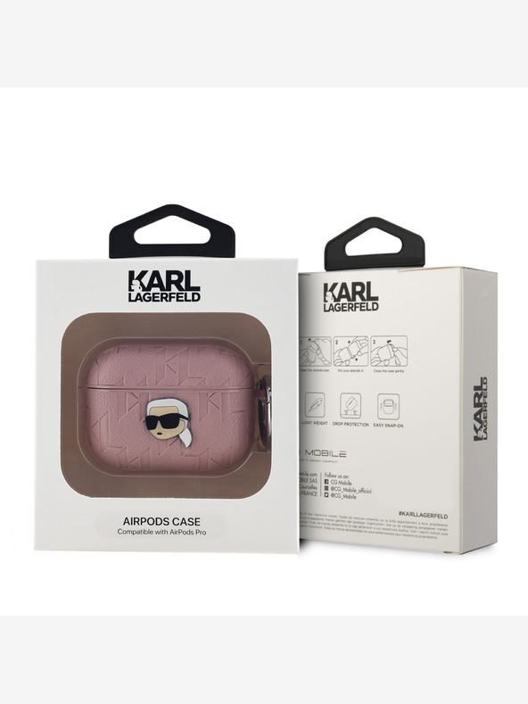 Karl Lagerfeld Karl Lagerfeld PU-geprägtes Karl Head Etui für AirPods Pro Pink