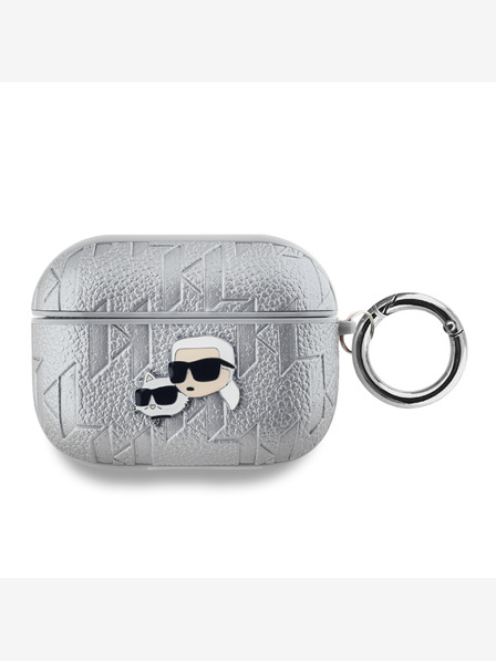 Karl Lagerfeld Karl Lagerfeld PU geprägte Karl und Choupette Köpfe Etui für AirPods Pro Silber