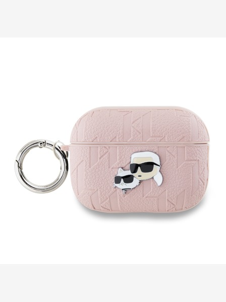 Karl Lagerfeld Karl Lagerfeld PU-Prägung Karl und Choupette Köpfe Etui für AirPods Pro 2 Rosa