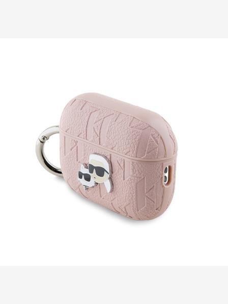 Karl Lagerfeld Karl Lagerfeld PU-Prägung Karl und Choupette Köpfe Etui für AirPods Pro 2 Rosa