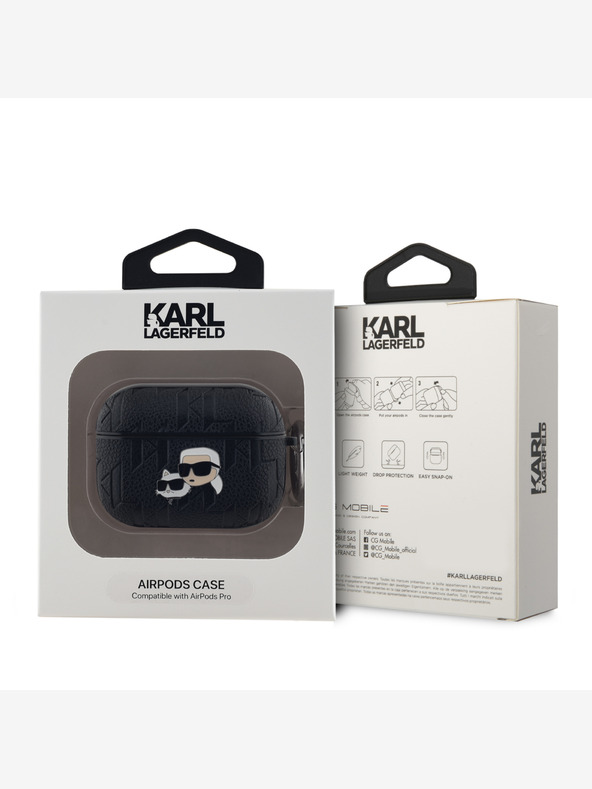 Karl Lagerfeld PU-Prägung Karl und Choupette Köpfe Etui für AirPods Pro Schwarz Karl Lagerfeld