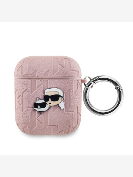 Karl Lagerfeld Karl Lagerfeld PU geprägte Karl und Choupette Köpfe Etui für AirPods 1/2 Rosa