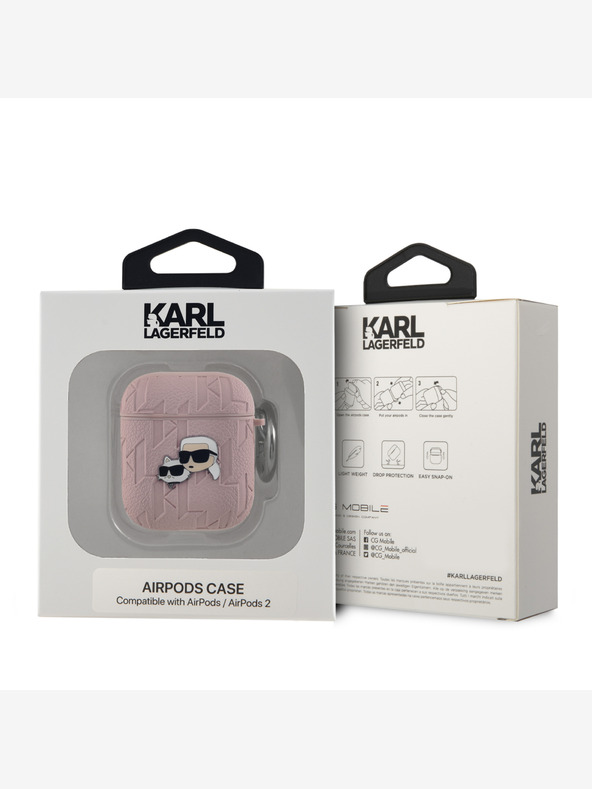 Karl Lagerfeld Karl Lagerfeld PU geprägte Karl und Choupette Köpfe Etui für AirPods 1/2 Rosa
