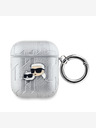 Karl Lagerfeld PU-geprägte Karl und Choupette Köpfe Tasche für AirPods 1/2 Silber Karl Lagerfeld