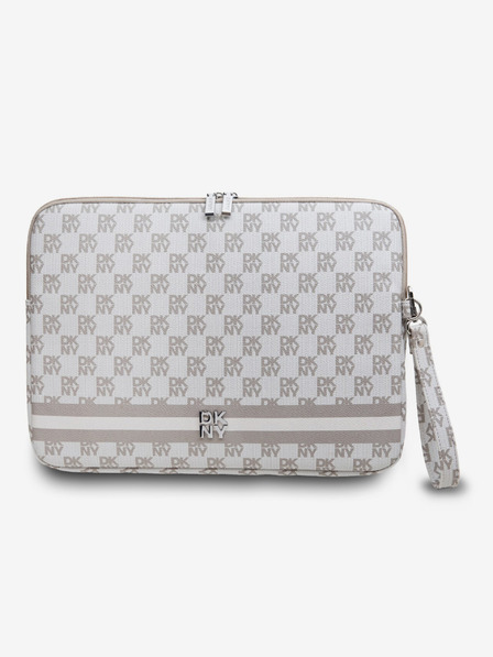 DKNY DKNY PU-Leder mit Karomuster und Streifen Notizbuchhülle 15/16 Beige"
