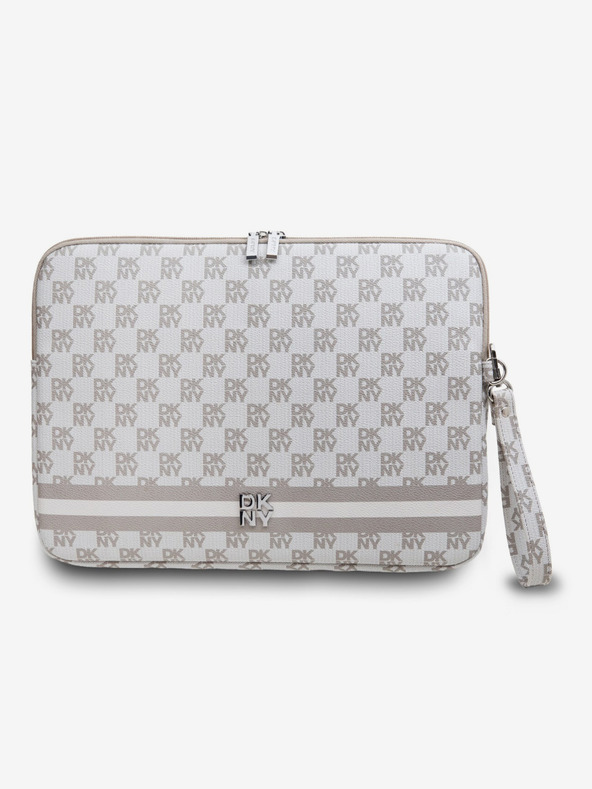 DKNY DKNY PU-Leder mit Karomuster und Streifen Notizbuchhülle 15/16 Beige"