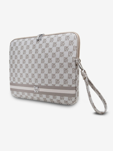 DKNY DKNY PU-Leder mit Karomuster und Streifen Notizbuchhülle 15/16 Beige"
